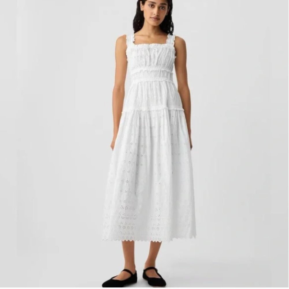 GAP x DÔEN White Eyelet Midi Dress – Size S